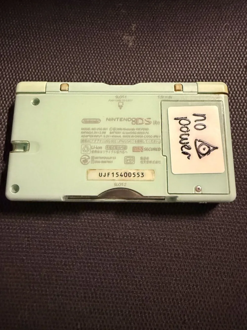 Nintendo DS Lite Console Ice Blue USG-001 No Power US Seller Parts or Repair!